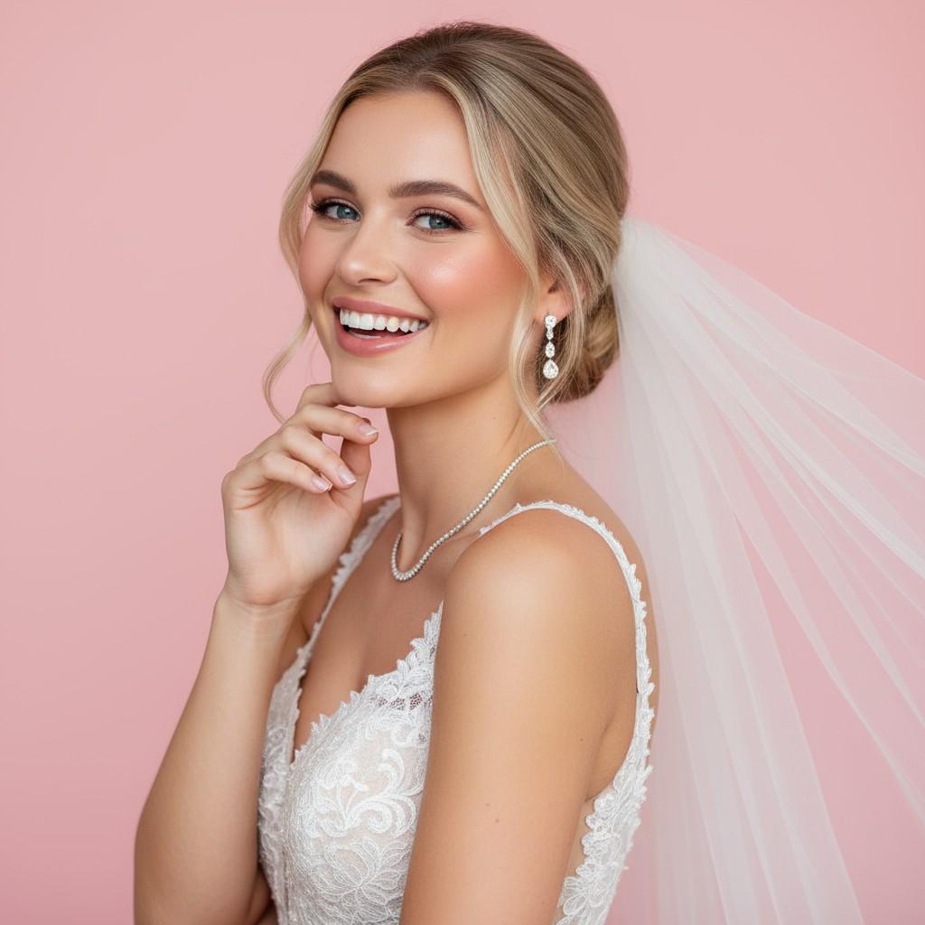 Low Updo With Veil Ideas